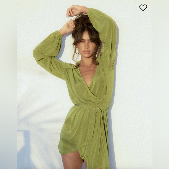 Princess Polly Dresses & Skirts - Princess Polly Long Sleeve  Green Party Time Mini Jersey Dress Size Various